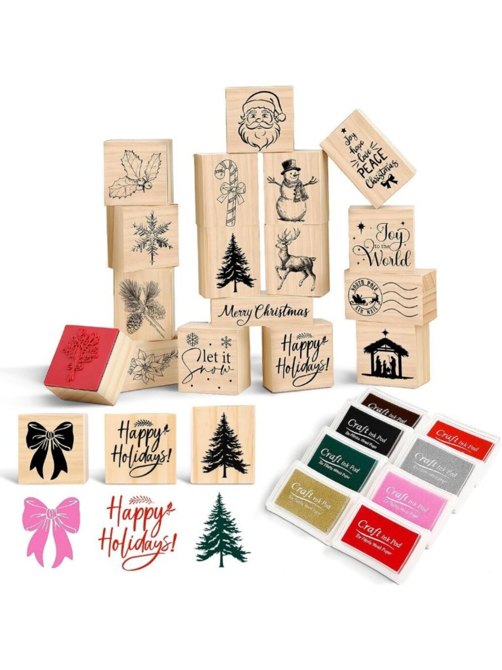 26 Pcs Christmas Rubber Stamps Set for DIY Holiday Cards & Crafts